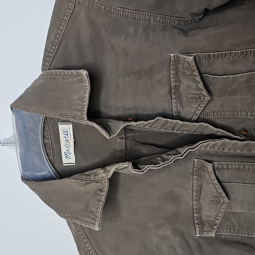 Madewell cargo army military denim gray jacket collared sz XS - Picture 2 of 7